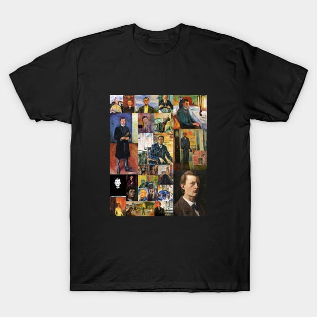 Edvard Munch Self-portrait Collage T-Shirt by phneep